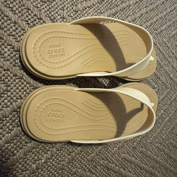Crocs Tulum Sandals Women's Size 5 Beige/Taupe Rubber Flip Slides Thong Slip On - Picture 11 of 11